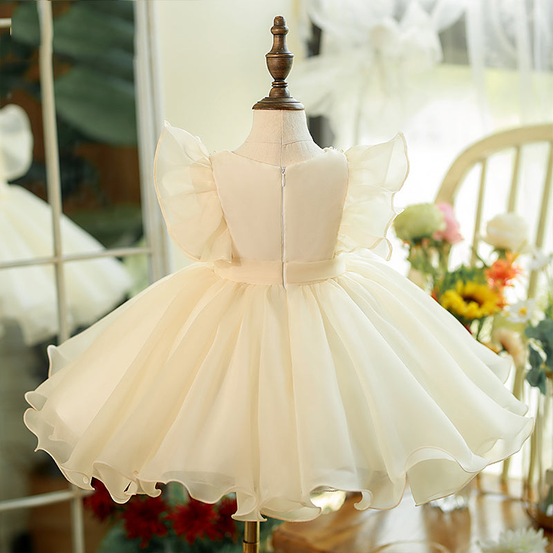 Toddler Ball Gowns Llittle Girl Easter Baptism Summer White Bow Princess Party Dress