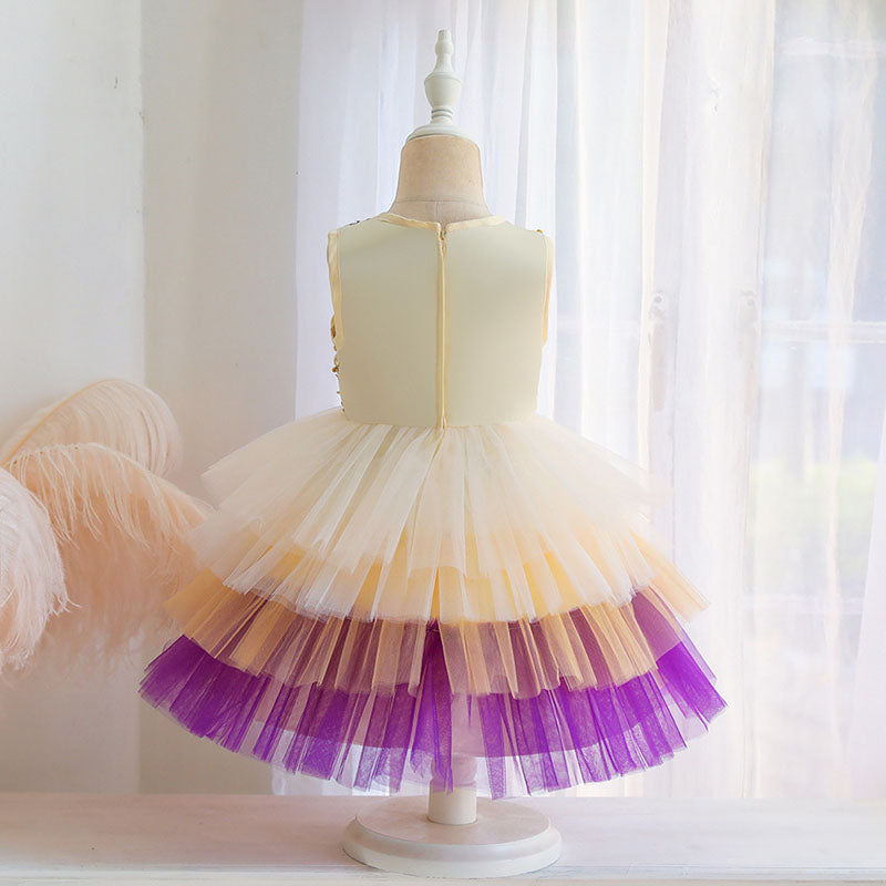 Toddler Flower Dress Baby Girl Summer Sleeveless Color Sequin Mesh Princess Dress