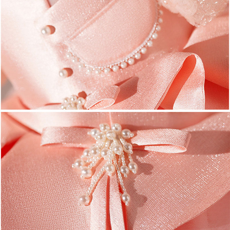 Baby Girl Birthday Party Dress Doll Neck Puff Sleeve Puffy Princess Dress