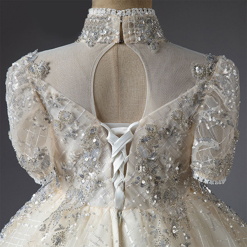 First Communion Dress Girls Pageant Dresses Baby Girl Luxurious Wedding Sequin Princess Dress