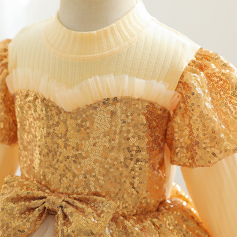 Elegant Girl Bow Mesh Birthday Princess Dress