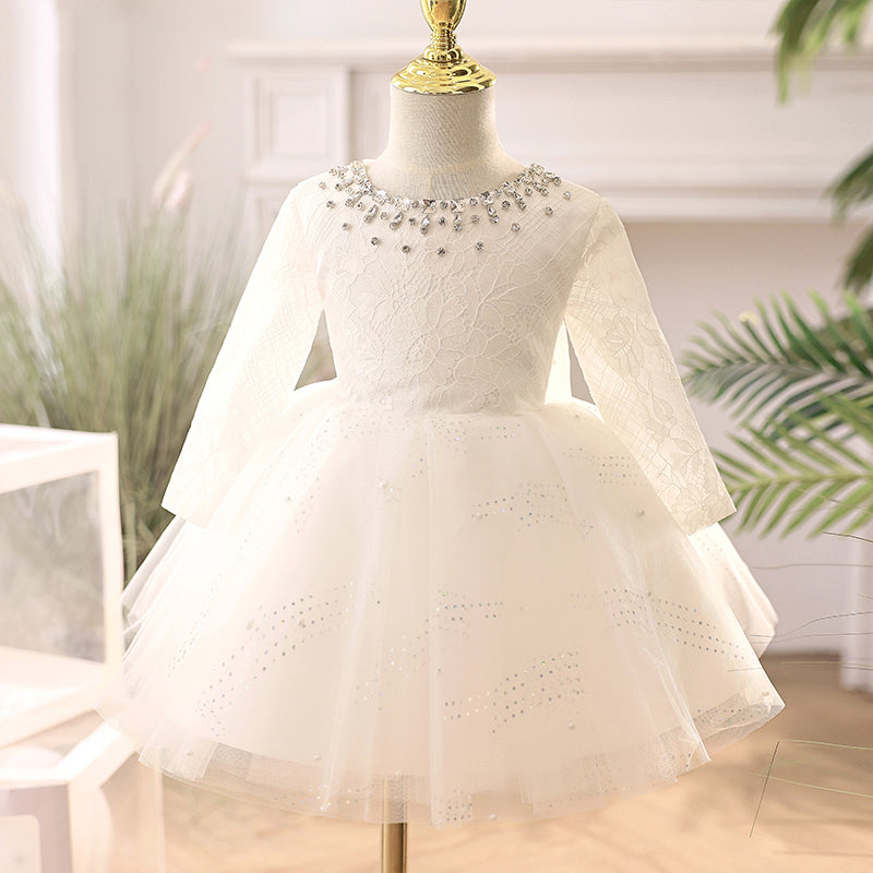 Elegant Wedding Long Sleeves Flower Girl Princess Dress