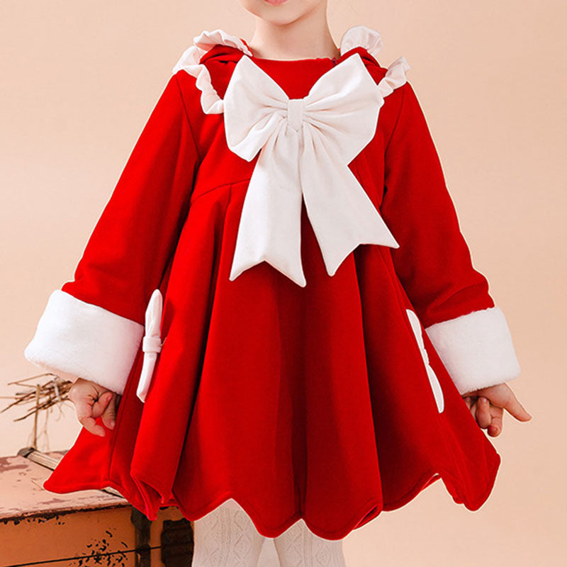 Baby Girl Dress Toddler Ball Gowns Pageant Winter Rabbit Ear Hooded Fleece Princess Dress