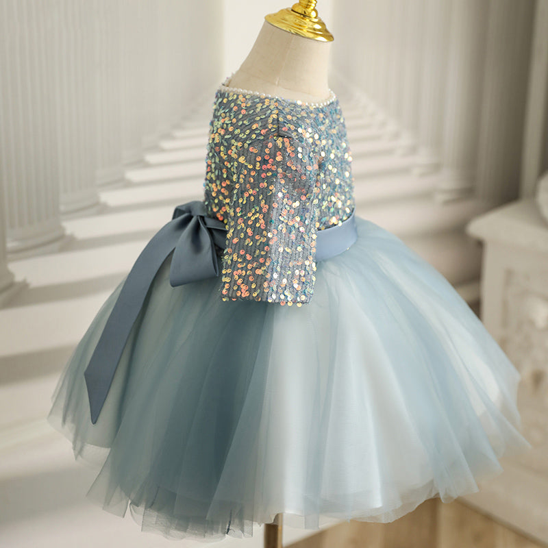 Baby Girl Princess Dress Toddler Summer Sequins Flowers Puffy Birthday Party Dresses