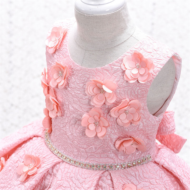 Flower Girl Dress Toddler Birthday Party Summer Floral Puffy Mesh Princess Dress