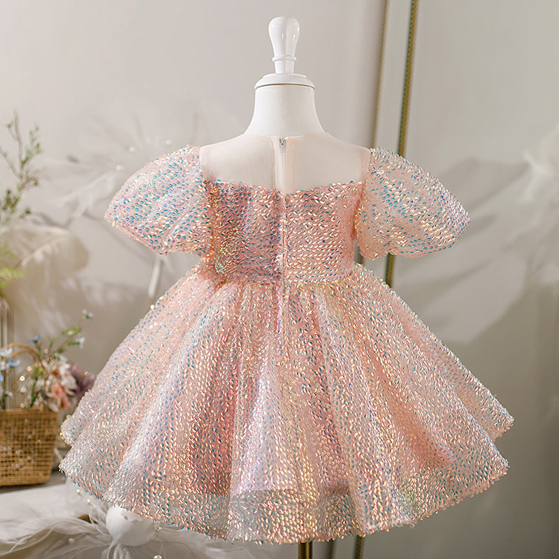 Baby Girl Dress Toddler Prom Puff Sleeves Bow Sequins Birthday Cake Princess Dress, Pink / 9-10 Years (150cm) Baby Girl Dress Toddler Prom Puff Sleeves Bow Sequins Birthday Cake Princess Dress, Pink / 9-10 Years (150cm)