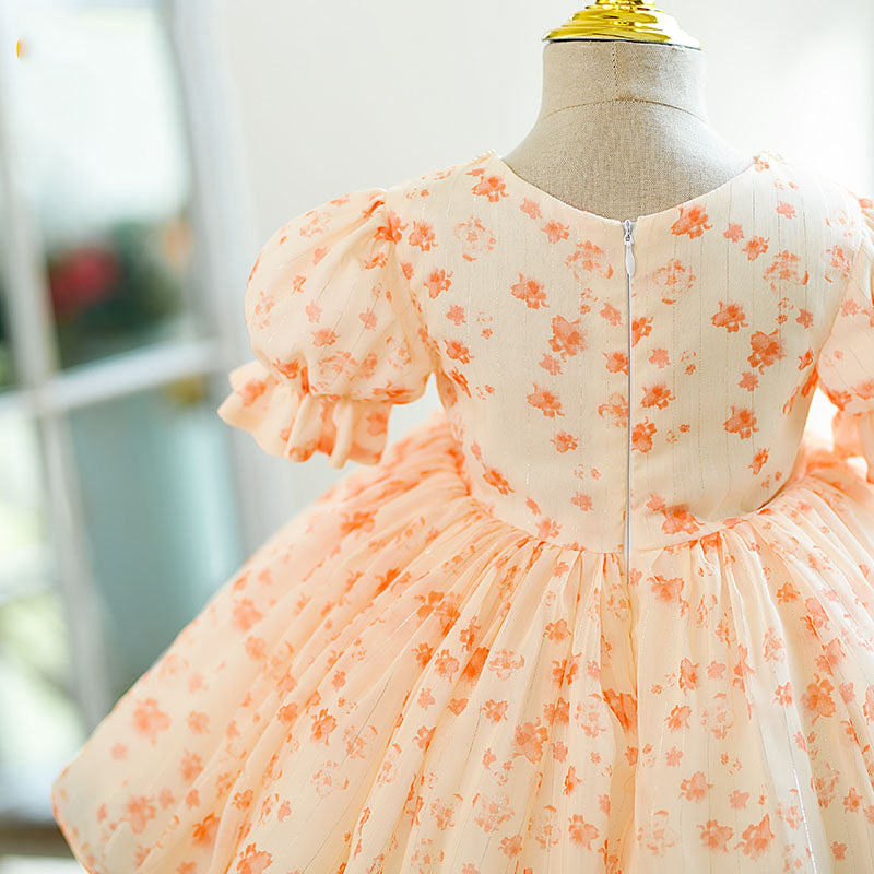 Baby Girl Dress Toddler Prom Easter Embroidered Puff Sleeve Bowknot Princess Dress