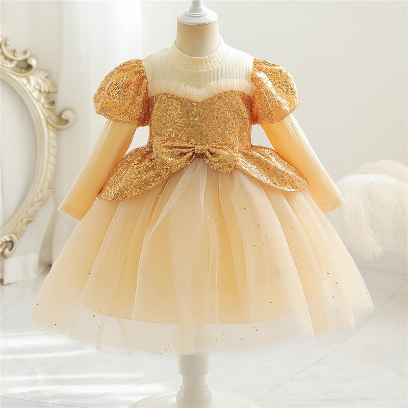 Elegant Girl Bow Mesh Birthday Princess Dress