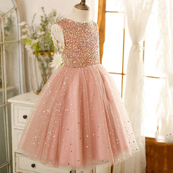 Toddler Ball Gowns Girl Cute Sequins Sleeveless Party Communion Princess Dress