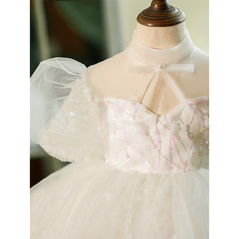 Baby Girl Dress Toddler Summer White Sequins Princess Party Christening Dress