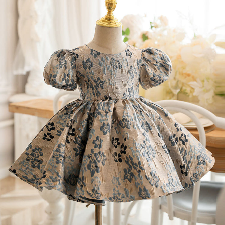 Printed Elegant Puff Sleeve Princess Dress