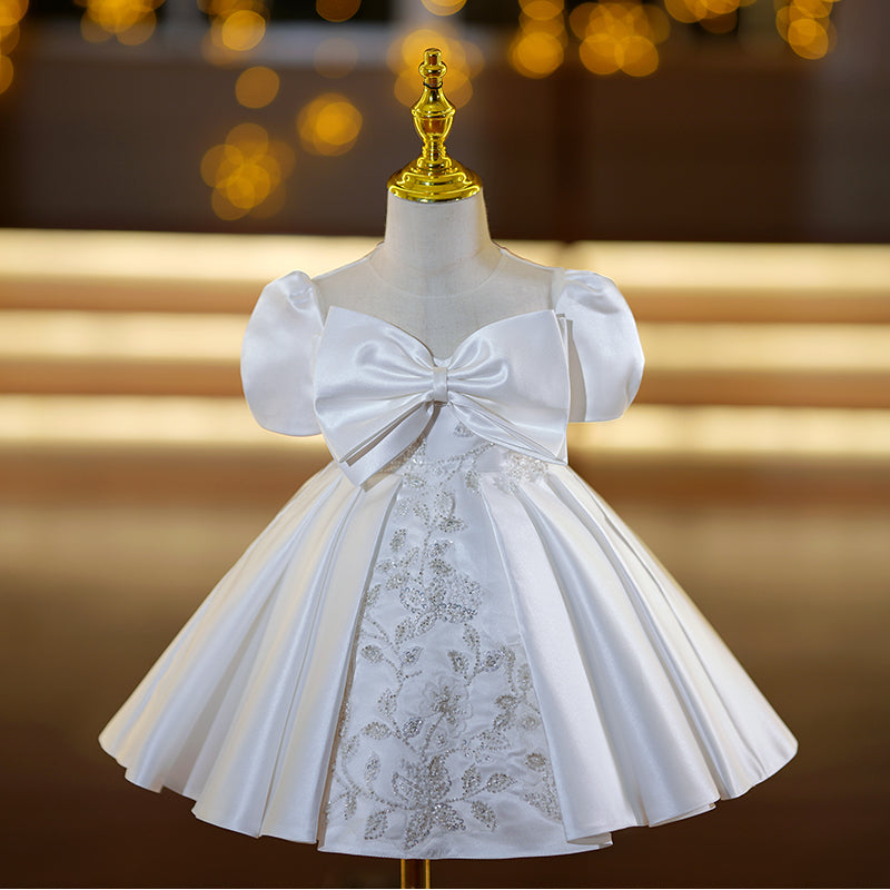 Baby Girl Baptism Dress Toddler Prom Dress Birthday Party Dress Girl Bow Knot Puffy Princess Dress