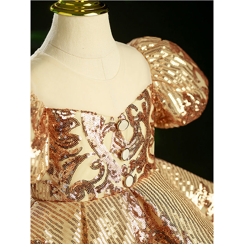 Baby Girl Luxury Birthday Party Dress Sequin Puffy Princess Dress