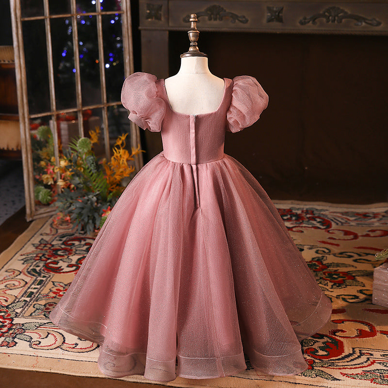 Girl Princess Dress Children Large Fluffy Skirt Elegant Retro Puff Sleeve Birthday Party Dress