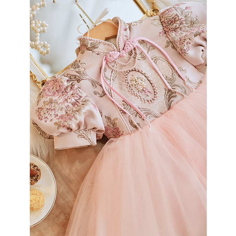 Baby Girls and Toddler Summer Pink Vintage Print Fluffy Birthday Party Princess Dress
