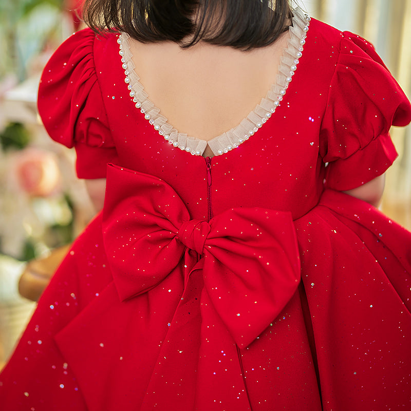 Baby Girl Birthday Party Red Sequins Christmas Princess Dress