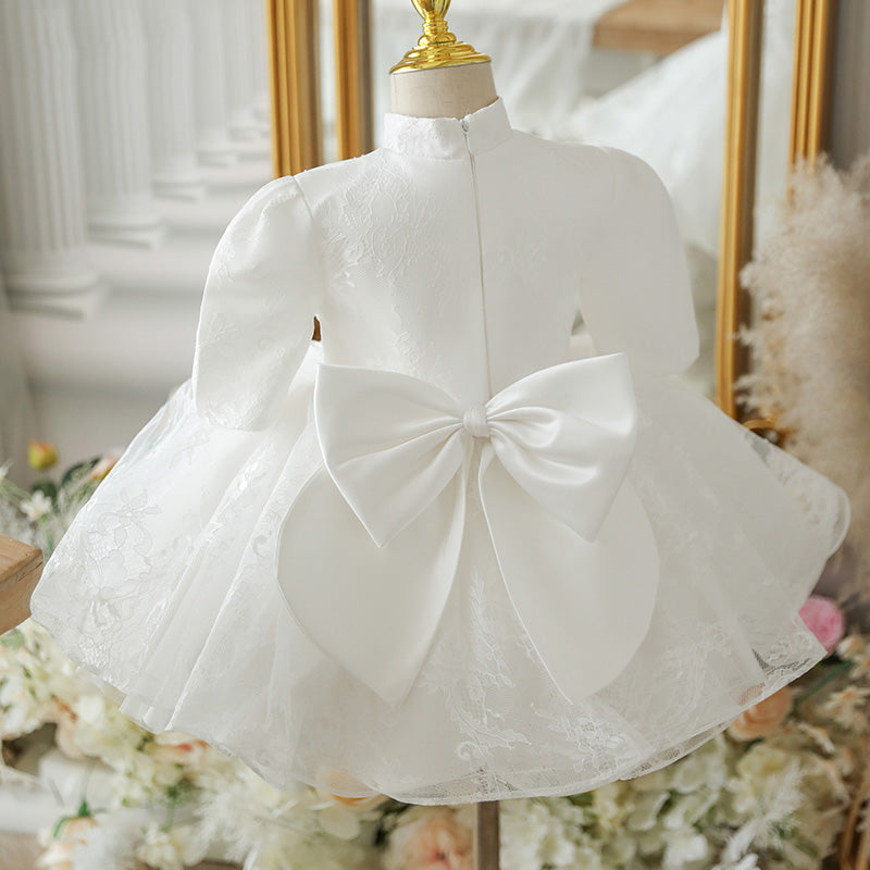 Baby Girl Summer White Back Bow Lace Fluffy Christening Princess Dress, White / 1-2 Years (90cm) Baby Girl Summer White Back Bow Lace Fluffy Christening Princess Dress, White / 1-2 Years (90cm)