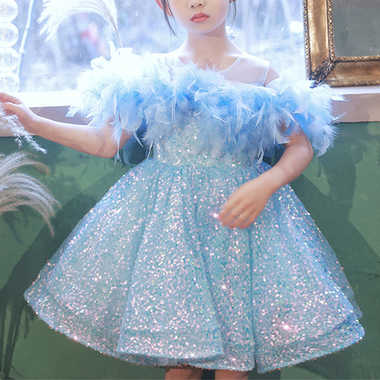 Luxury Baby Girl Blue Princess Dress