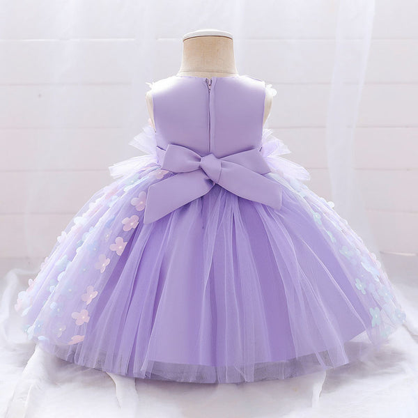 Baby Girl Formal Princess Dress Easter Dress Toddler Sleeveless Mesh Floral Birthday Party Dresses