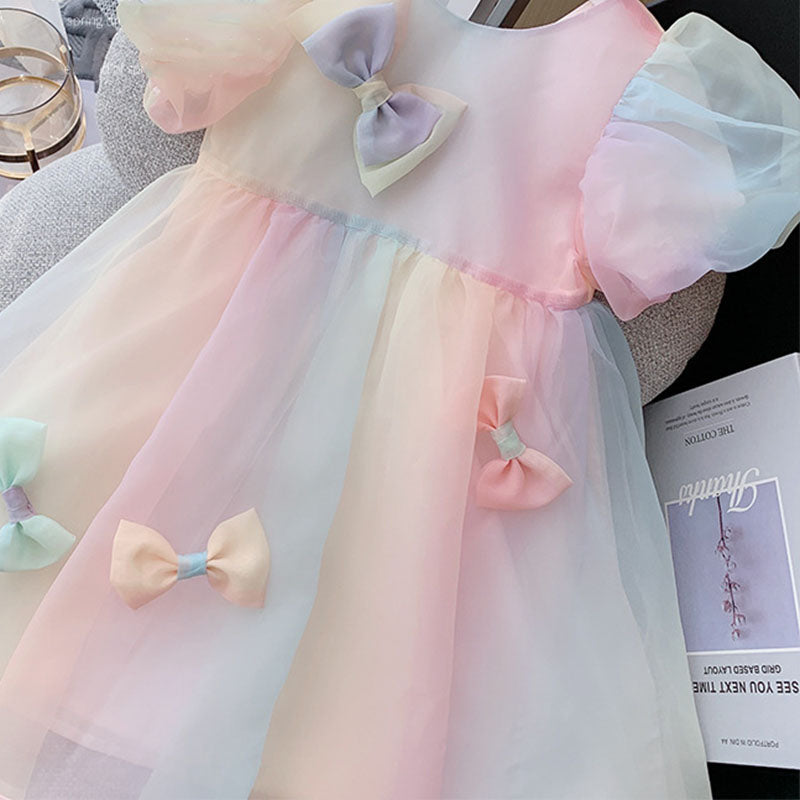 Baby Girl Party Dress Summer Rainbow Princess Dress