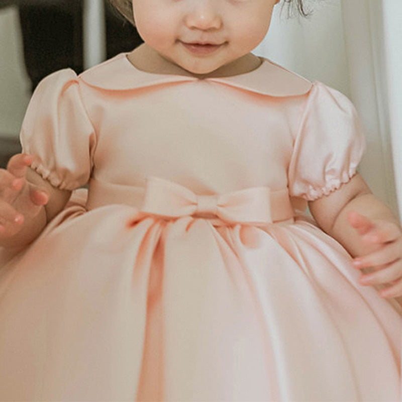 Baby Girl Party Dress Doll Collar Big Bow Princess Dress