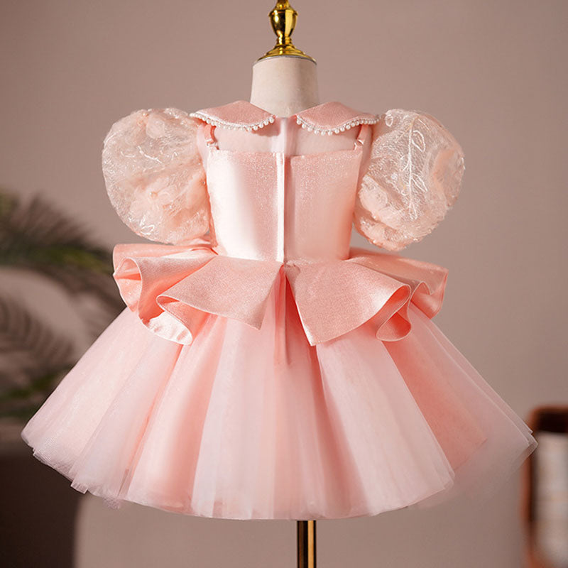 Baby Girl Birthday Party Dress Doll Neck Puff Sleeve Puffy Princess Dress