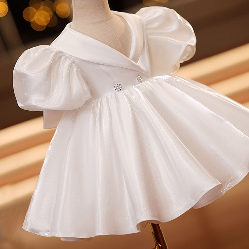 V-neck Puff Sleeve Princess Dress