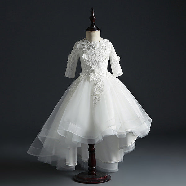 Elegant Floral Lace Puffy Princess Dress