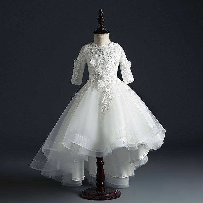 Elegant Floral Lace Puffy Princess Dress