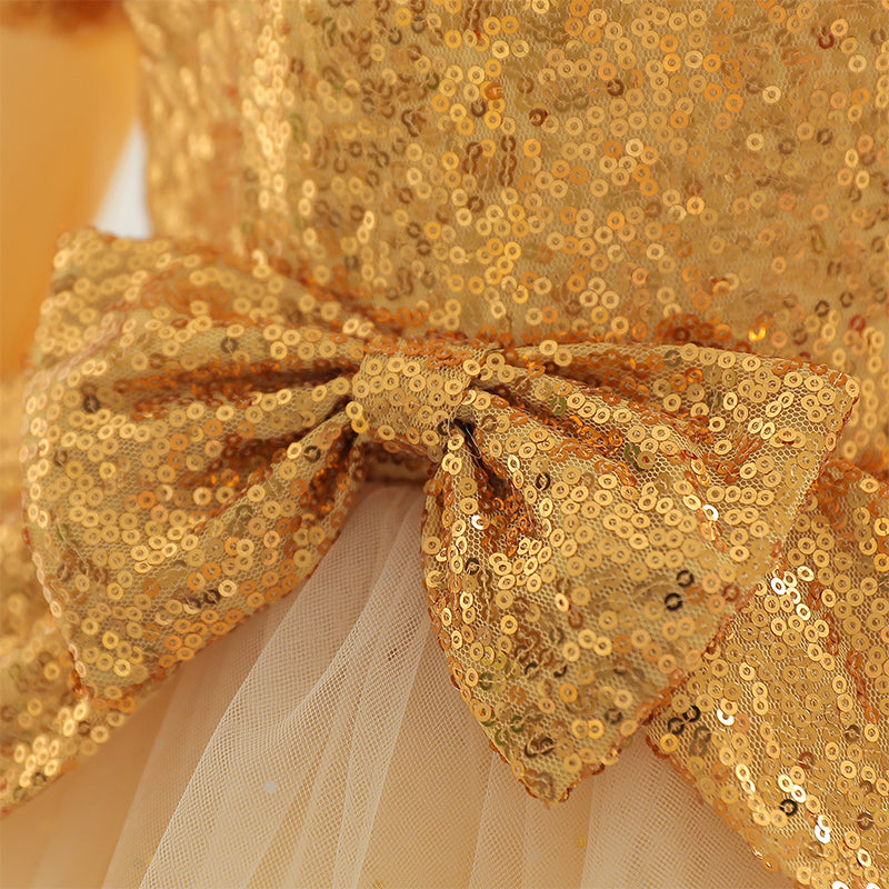 Elegant Girl Bow Mesh Birthday Princess Dress