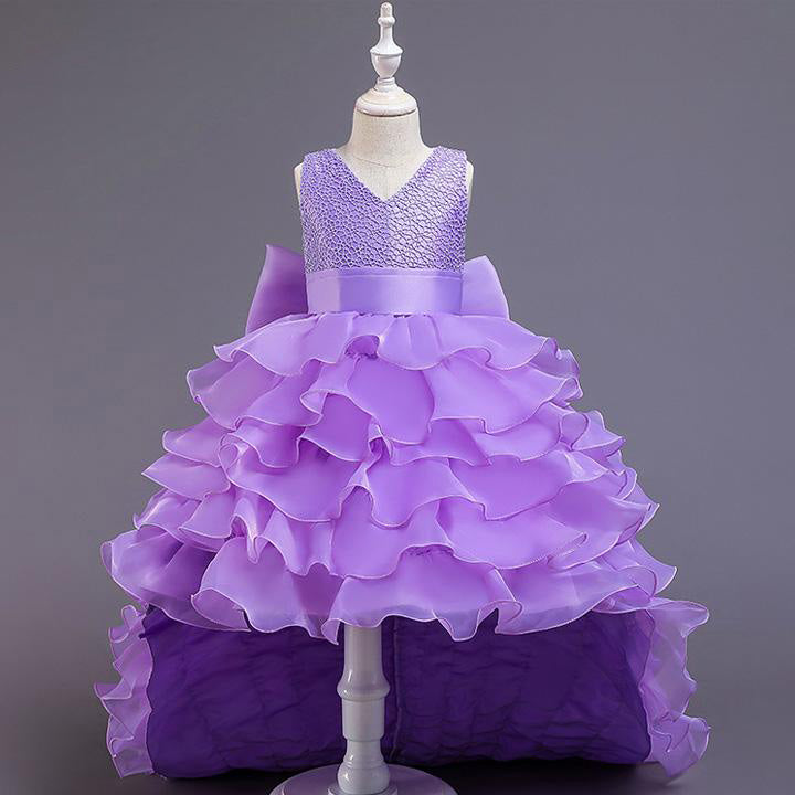 Girl Pageant Princess Dress Baby Girl Fluffy Sequins Tail Birthday Party Dress