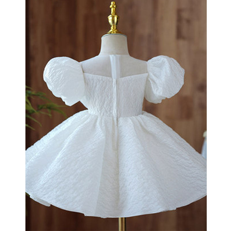 Baby Girl Dress Toddler Prom Baptism White Big Bow Puffy Princess Communion Dress