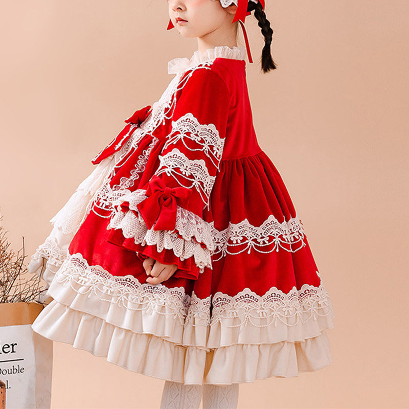 Baby Girl Red Lolita Birthday Party Dress