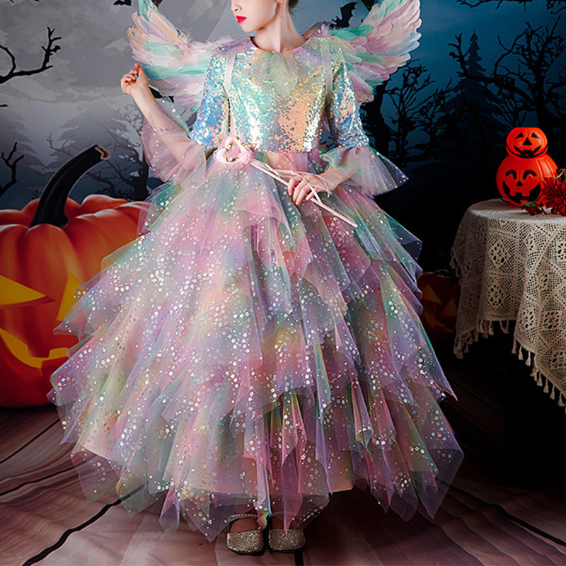 Baby Girl Dress Children Pageant Colorful Mesh Fluffy Halloween Performance Princess Dress Baby Girl Dress Children Pageant Colorful Mesh Fluffy Halloween Performance Princess Dress
