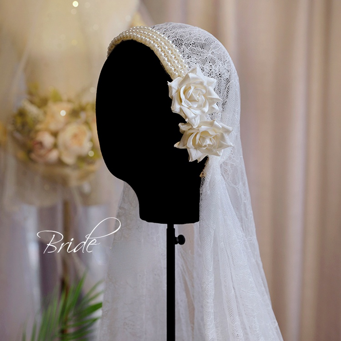 Hand-made Vintage Lace Veil Hat – marryshe display picture 3