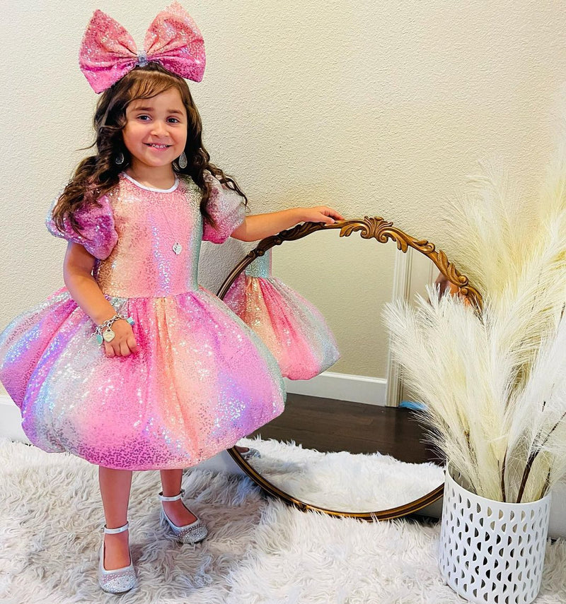 Rainbow Girls Costumes Birthday Princess  Dress
