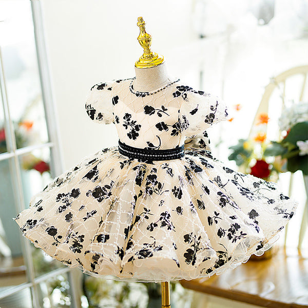 Baby Girl Dress Toddler Pageant Summer Print Puffy Puff Sleeves Princess Party Dress