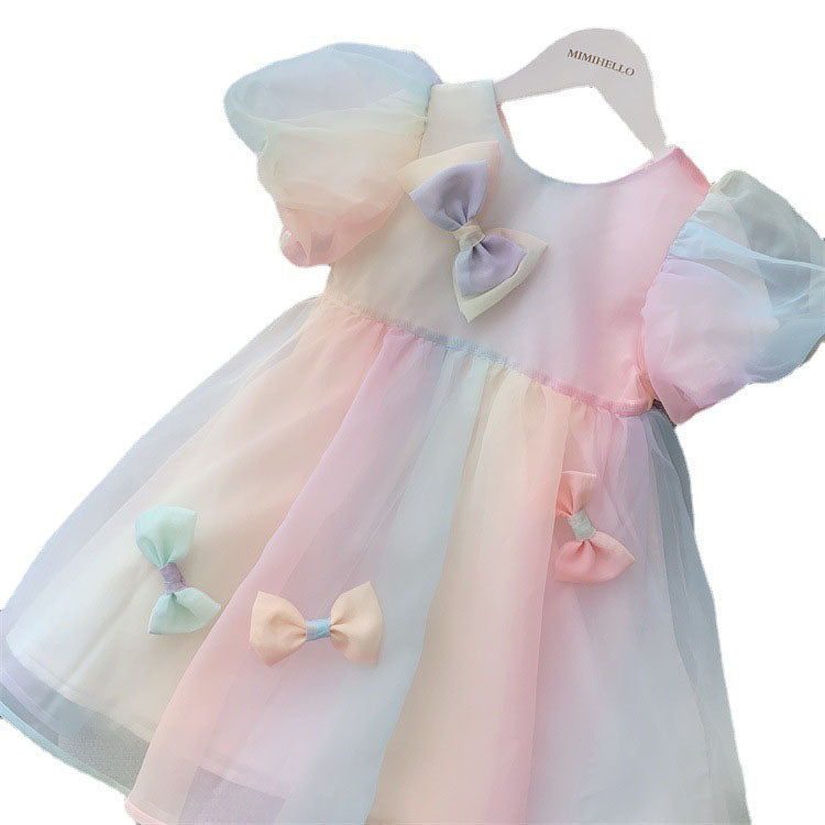 Baby Girl Party Dress Summer Rainbow Princess Dress