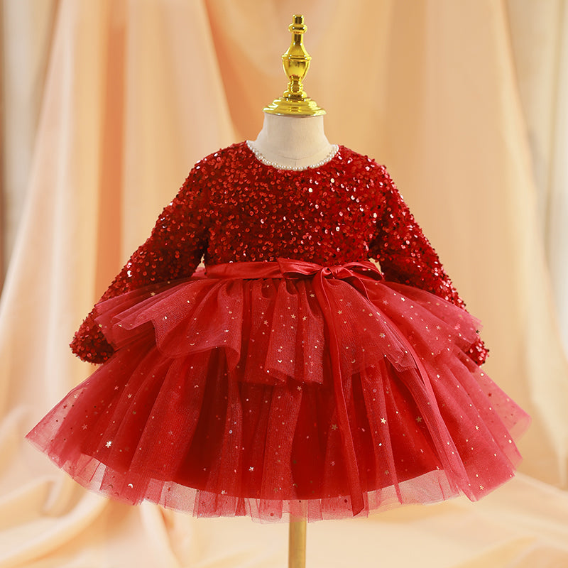 Girl Christmas Dress Baby Girl Dress Toddler Prom Dress Princess Red Sequin Long Sleeve Puffy Dress, Red / 4-5 Years (120cm) Girl Christmas Dress Baby Girl Dress Toddler Prom Dress Princess Red Sequin Long Sleeve Puffy Dress, Red / 4-5 Years (120cm)