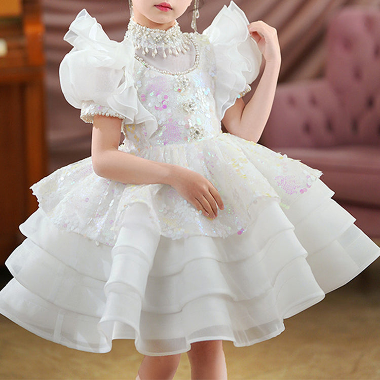 Baby Girl Dress Toddler Pageant Dress Beaded Sequin Puffy Princess Dress