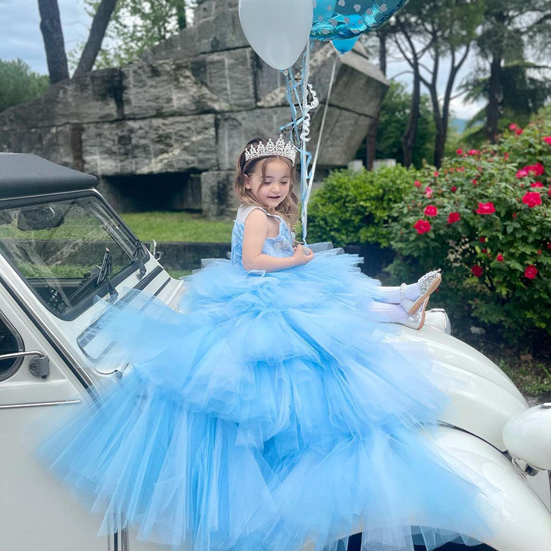 First Communion Dress Girl Formal Princess Dresses Gorgeous Lace Bow Sleeveless Pageant Dress First Communion Dress Girl Formal Princess Dresses Gorgeous Lace Bow Sleeveless Pageant Dress