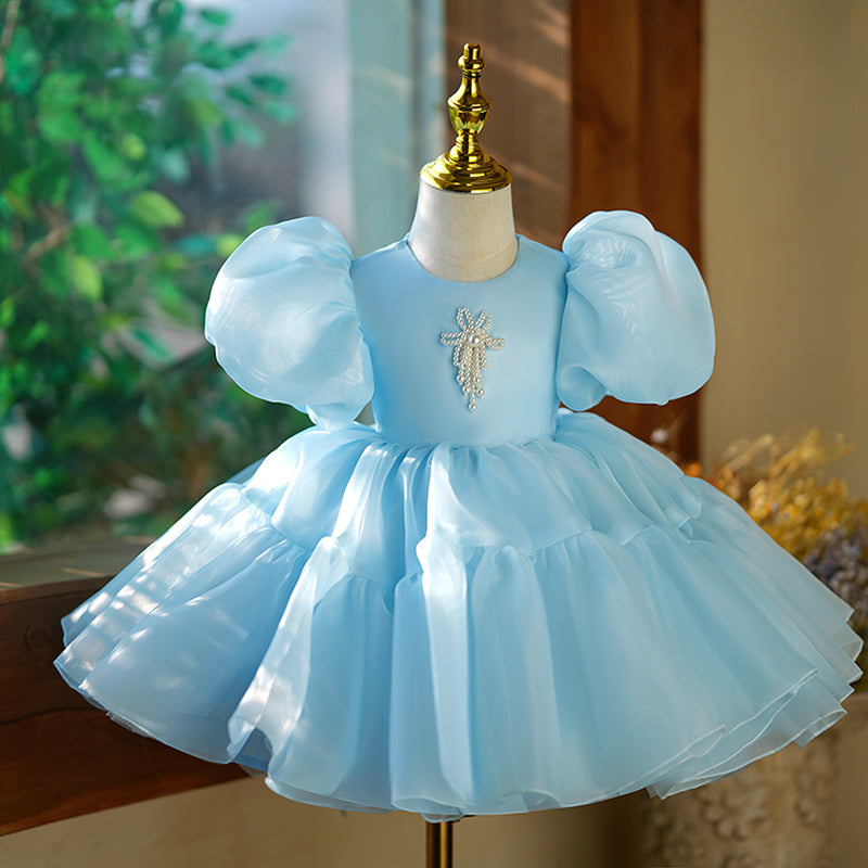 Cute Baby Girls Blue Birthday Puffy Toddler Princess Dress Cute Baby Girls Blue Birthday Puffy Toddler Princess Dress