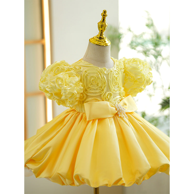 New Girls Yellow Puffy Toddler Princess Dress marryshe New Girls Yellow Puffy Toddler Princess Dress marryshe