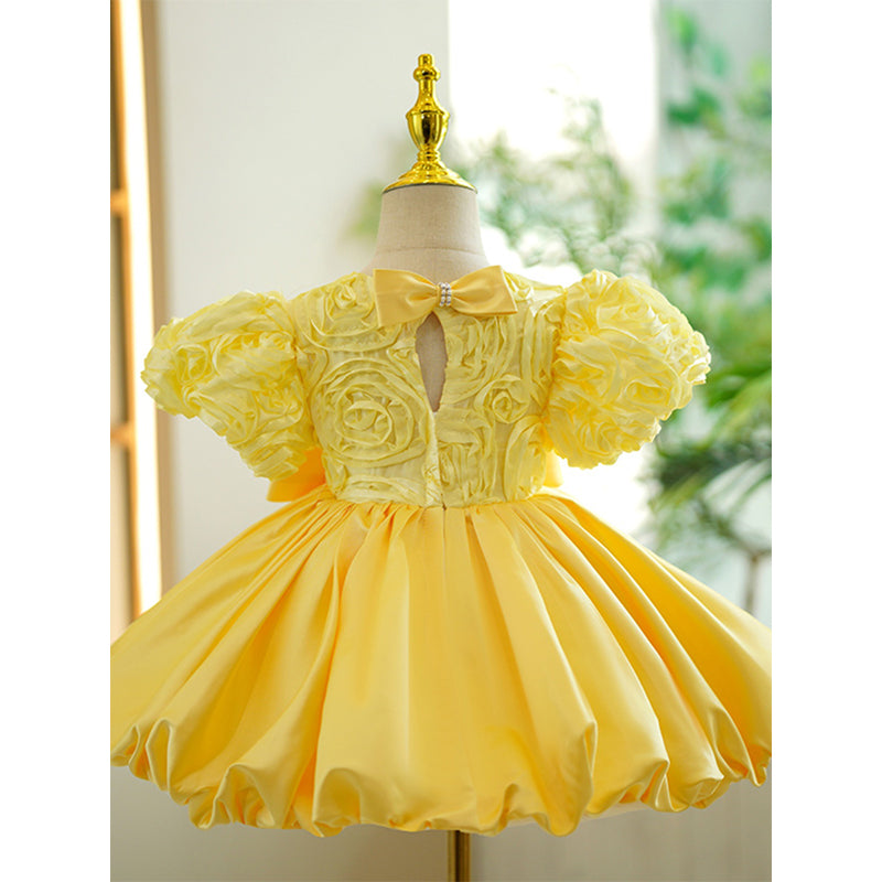 New Girls Yellow Puffy Toddler Princess Dress