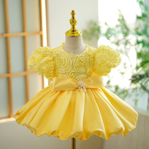New Girls Yellow Puffy Toddler Princess Dress New Girls Yellow Puffy Toddler Princess Dress